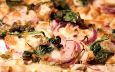 Hvid Sense Pizza med champignon, skinke og rødløg